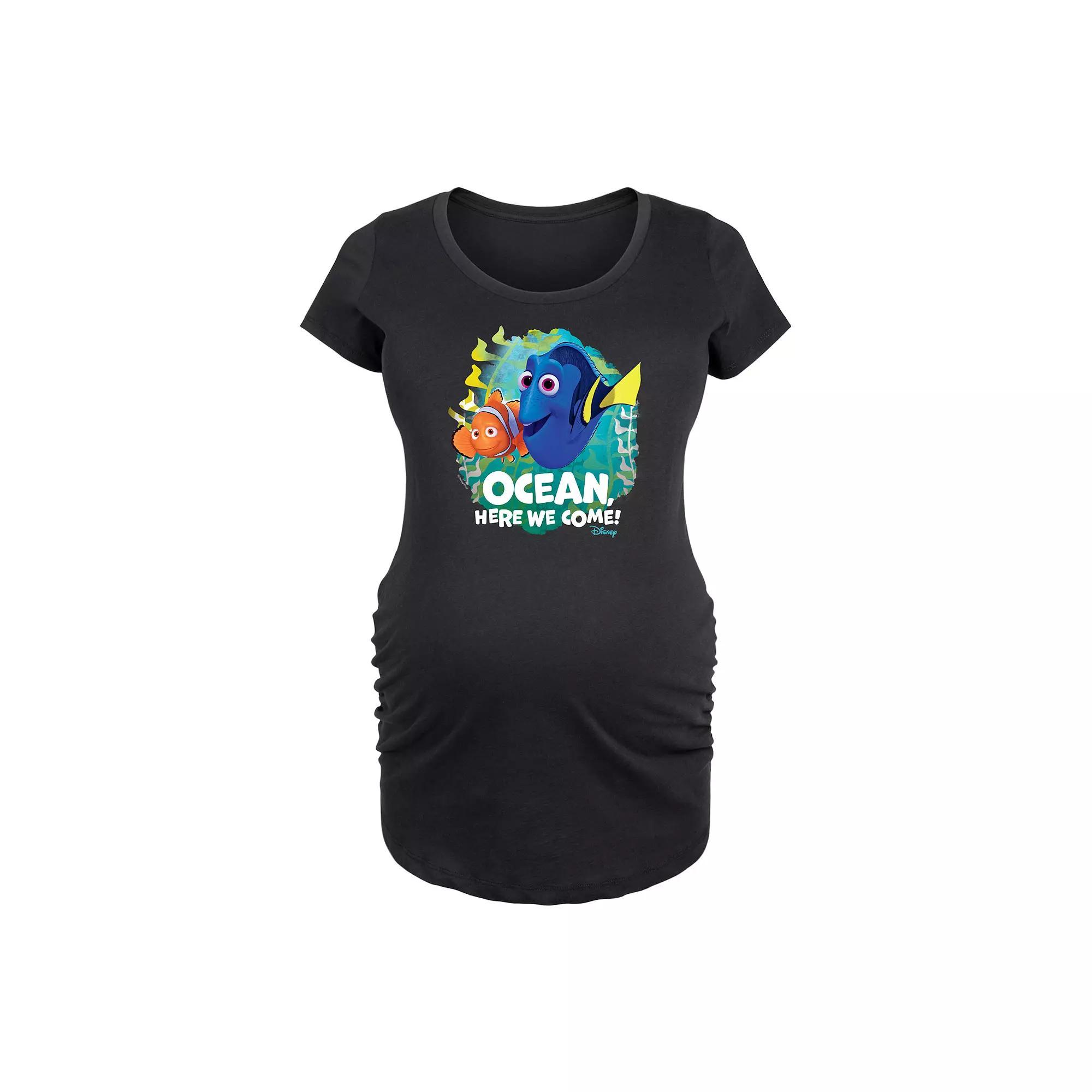 Disney / Pixar's Finding Nemo Maternity Ocean Here We Come Graphic Tee, Women's, Size: XXL-MAT, Black Product Image