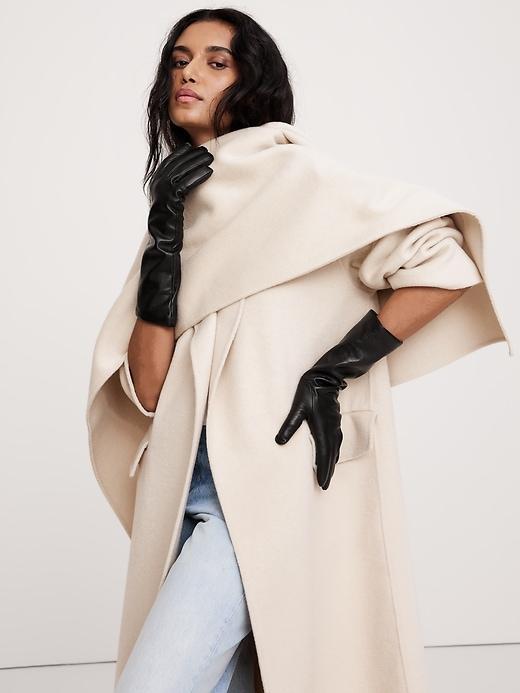 Cashmere-Lined Long Leather Gloves Product Image