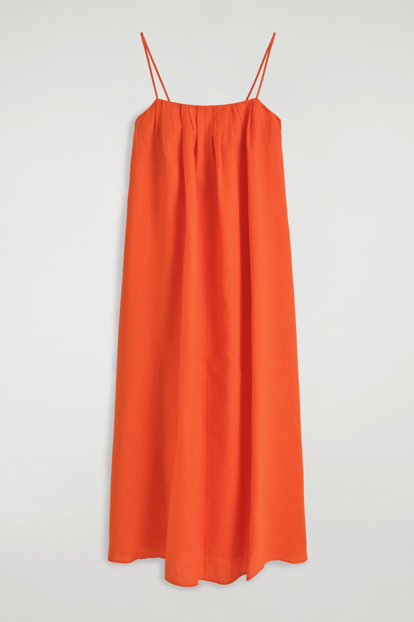 PLEATED LINEN MAXI DRESS Product Image