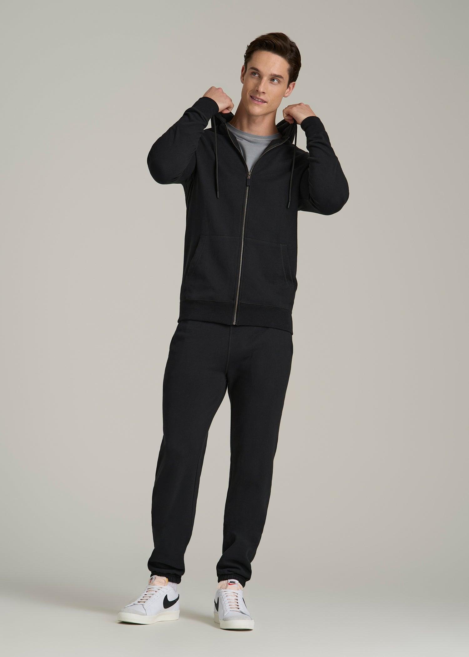 Wearever French Terry Full-Zip Hoodie for Tall Men in Black Male Product Image