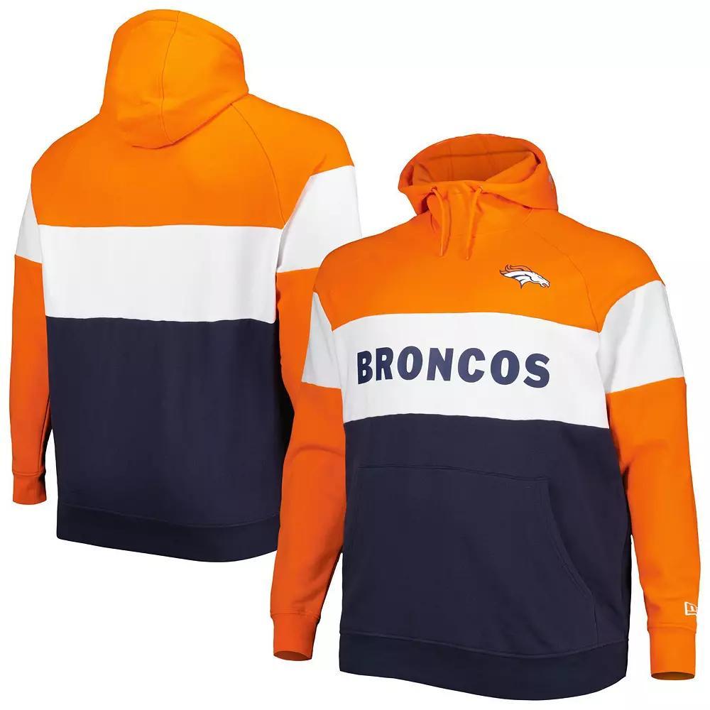 Men's New Era Navy Denver Broncos Big & Tall Current Team Colorblock Fleece Pullover Hoodie, Size: 2XB, Blue Product Image