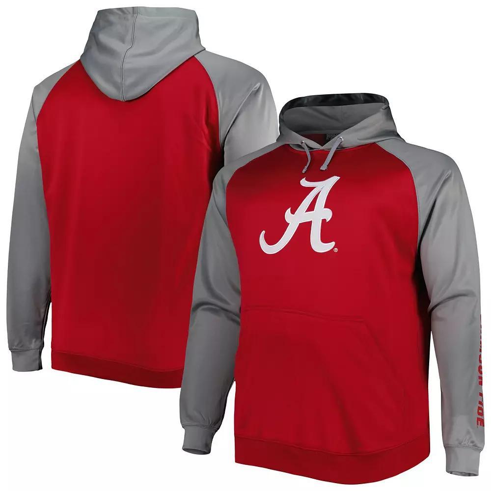 Men's Crimson Alabama Crimson Tide Big & Tall Raglan Fleece Pullover Hoodie,  Product Image