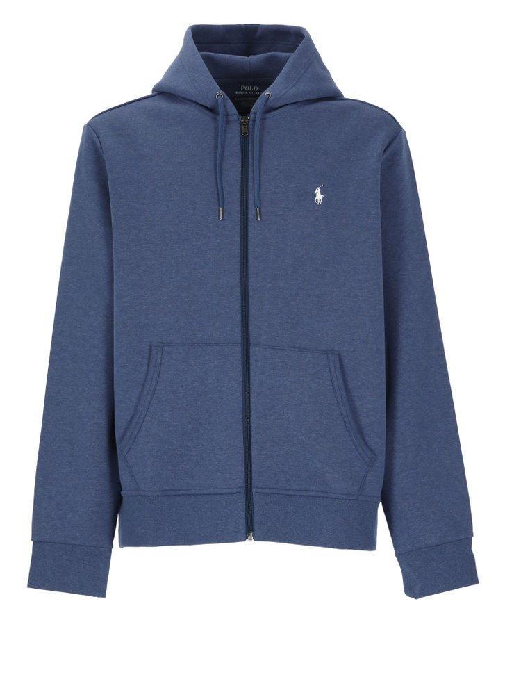 POLO RALPH LAUREN Pony Embroidered Zipped Hoodie In Blue Product Image