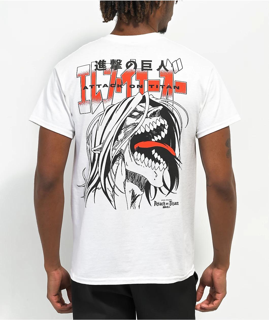 Attack On Titan Eren Jaeger White T-Shirt Product Image