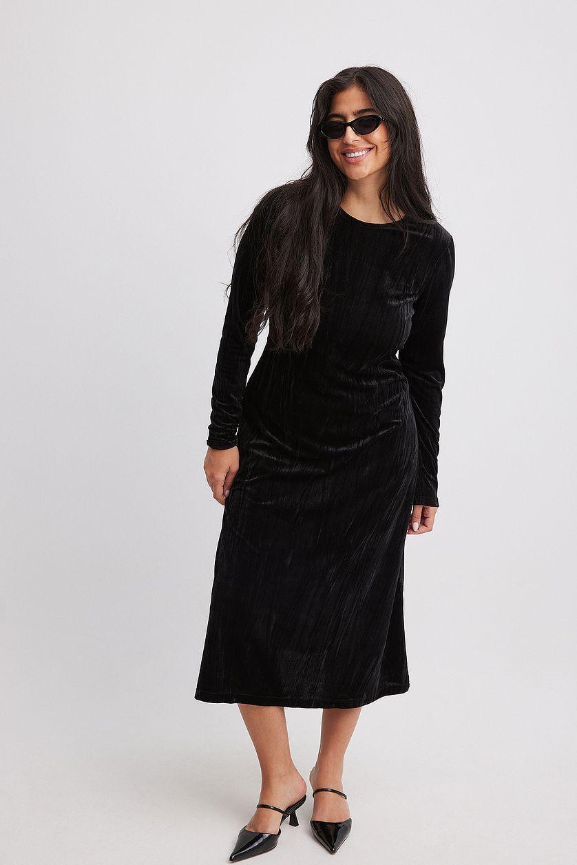 Open Back Velvet Midi Dress Product Image