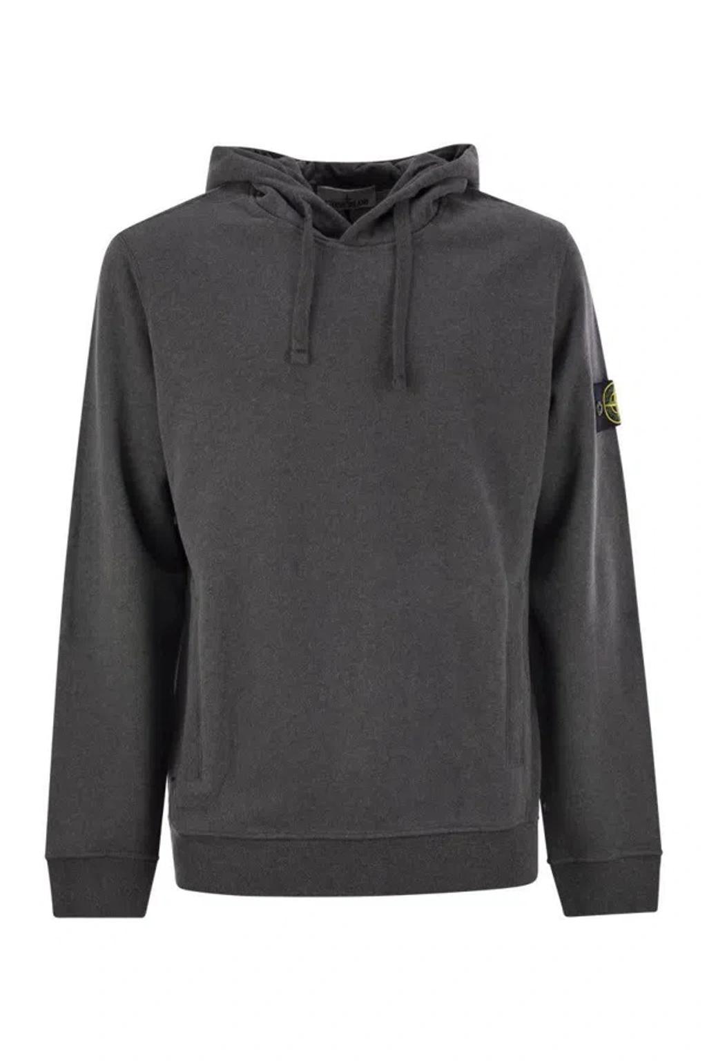 STONE ISLAND Cotton Hoodie In Dark Grey Product Image