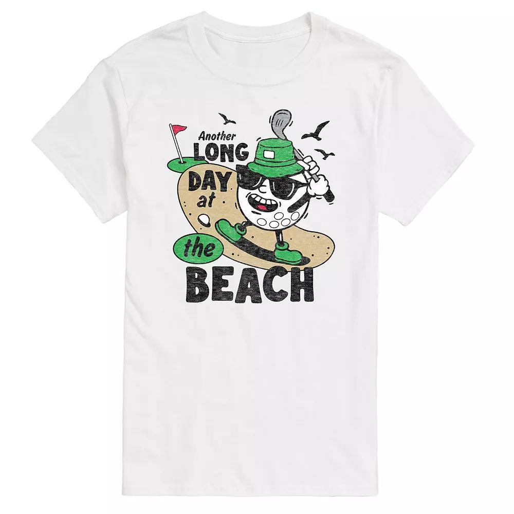 Men's Long Day at the Beach Golfing Graphic Tee, Size: Medium, White Product Image