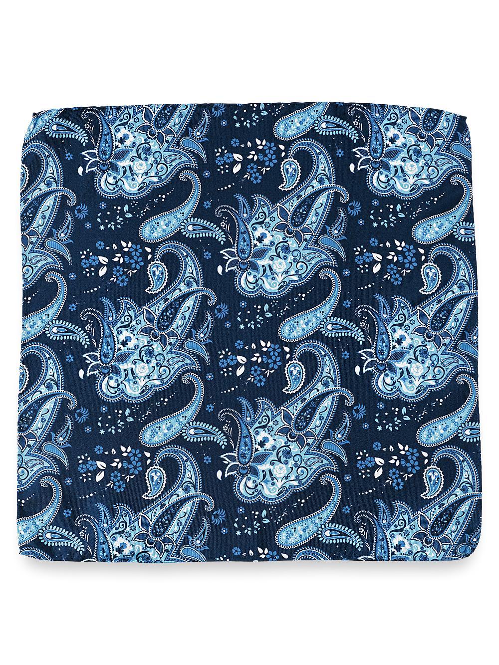 Paisley Silk Pocket Square - Blue Product Image