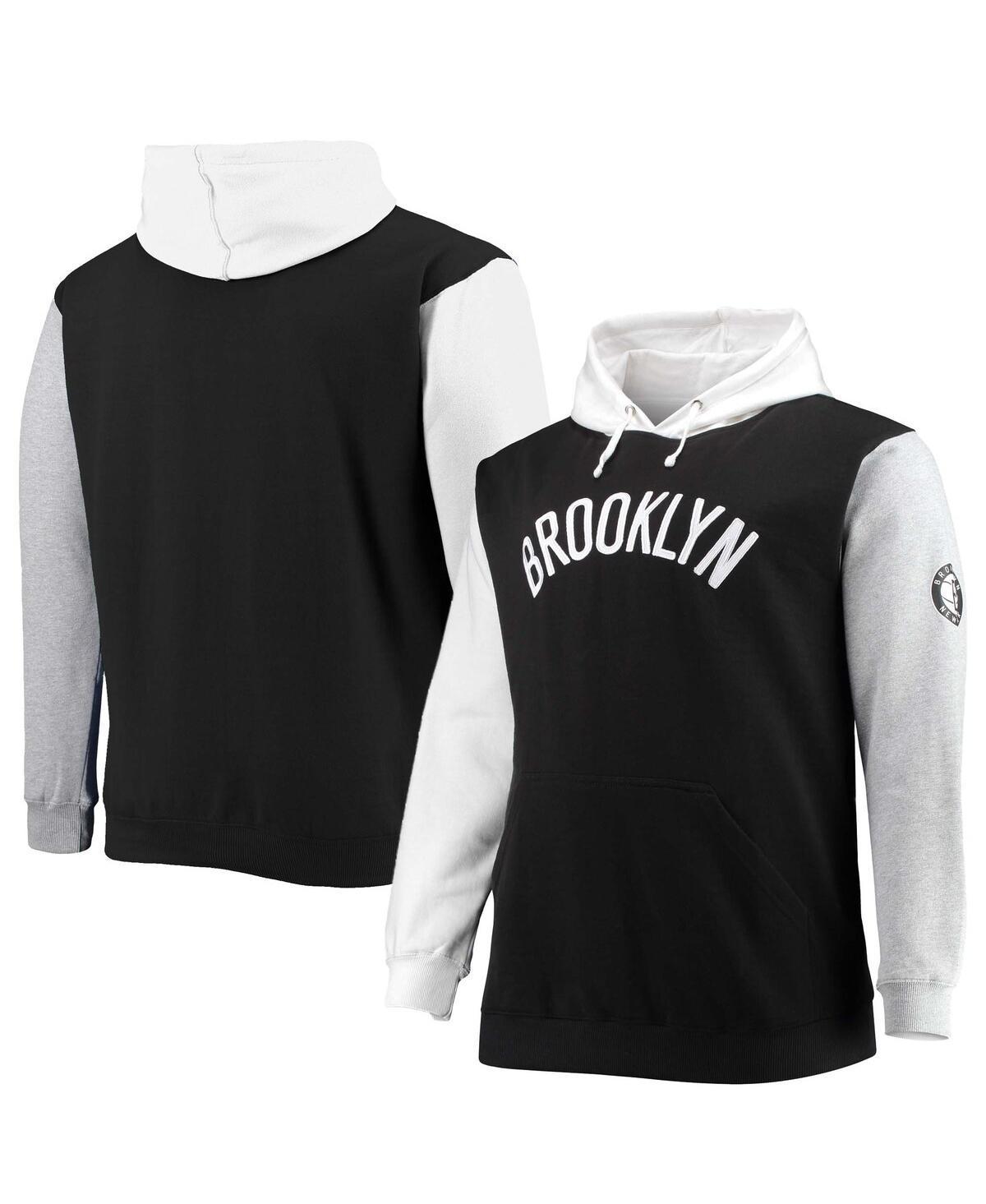 Mens Fanatics Branded /White Brooklyn Nets Big & Tall Double Contrast Pullover Hoodie Product Image