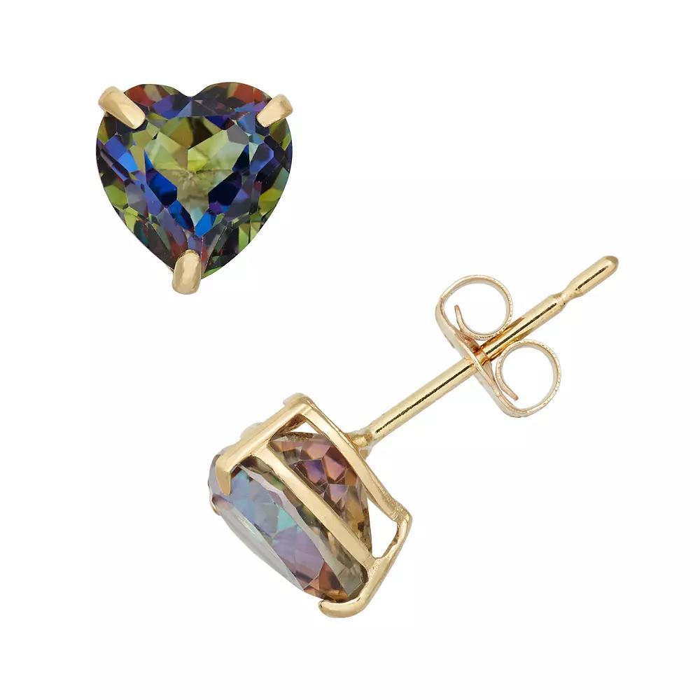 Designs by Gioelli Mystic Topaz 10k Gold Heart Stud Earrings, Women's, Blue Product Image