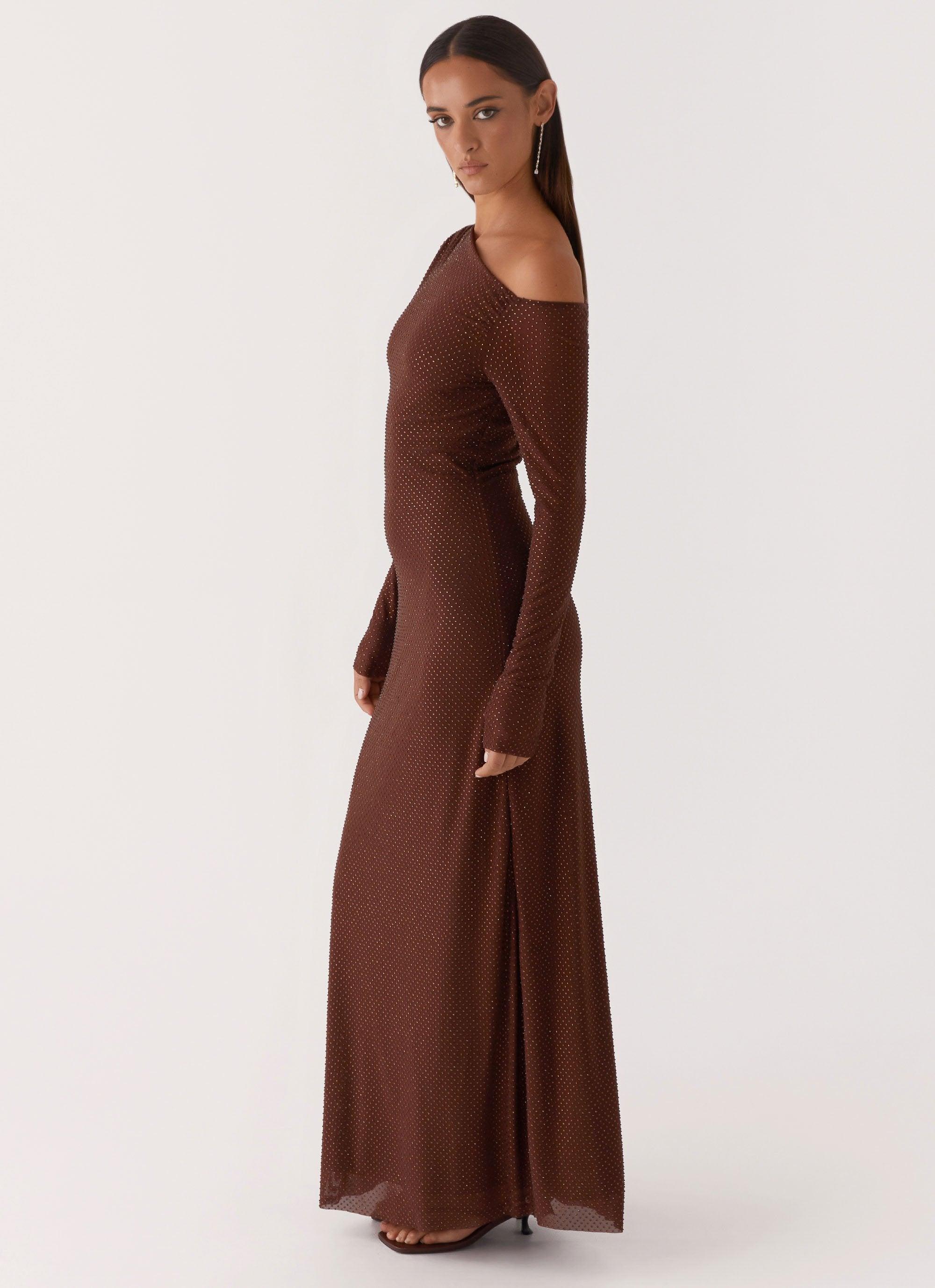 Oriana Sequin Maxi Dress - Chocolate Product Image