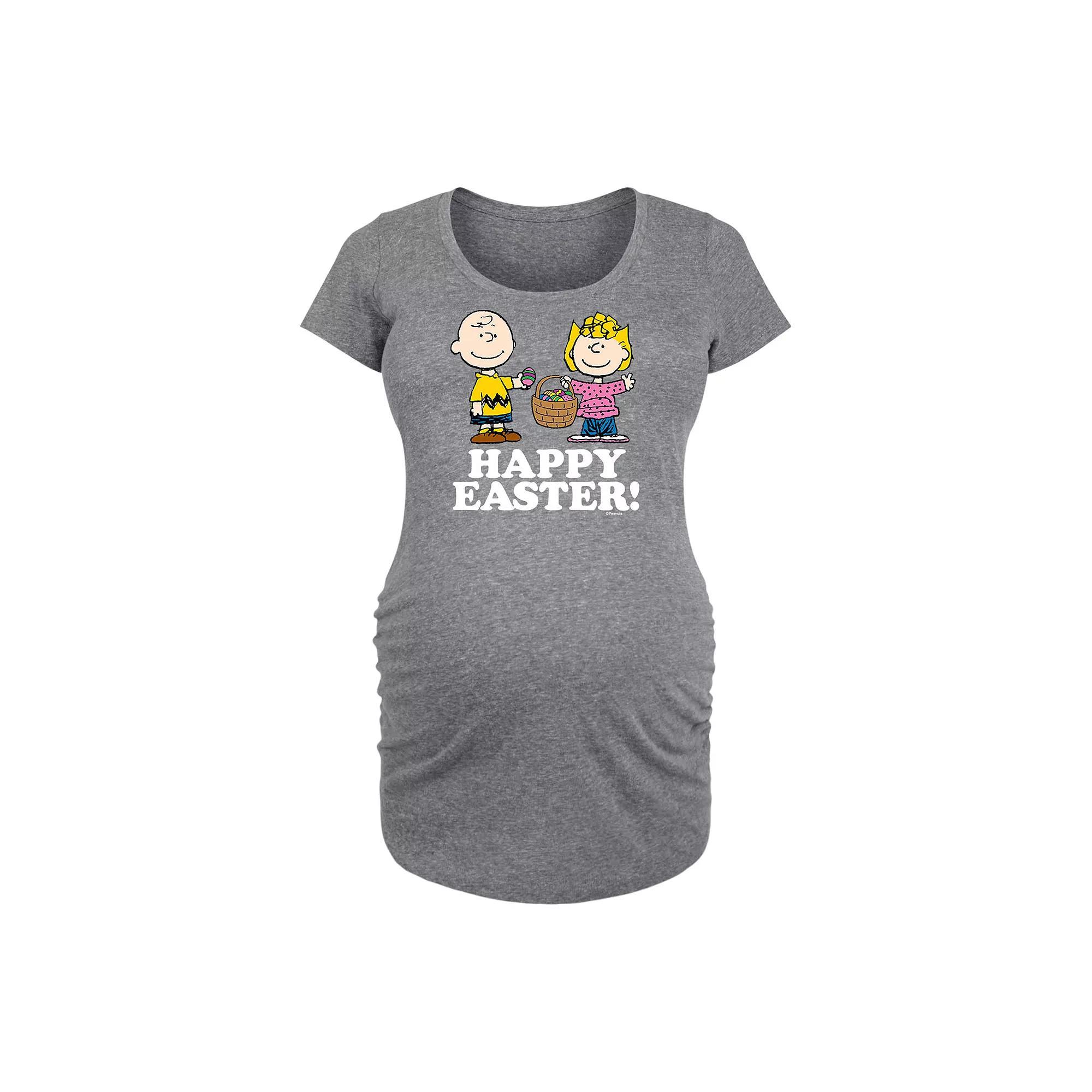 Maternity Peanuts Happy Easter Graphic Tee, Women's, Size: XL-Mat, Grey Gray Product Image