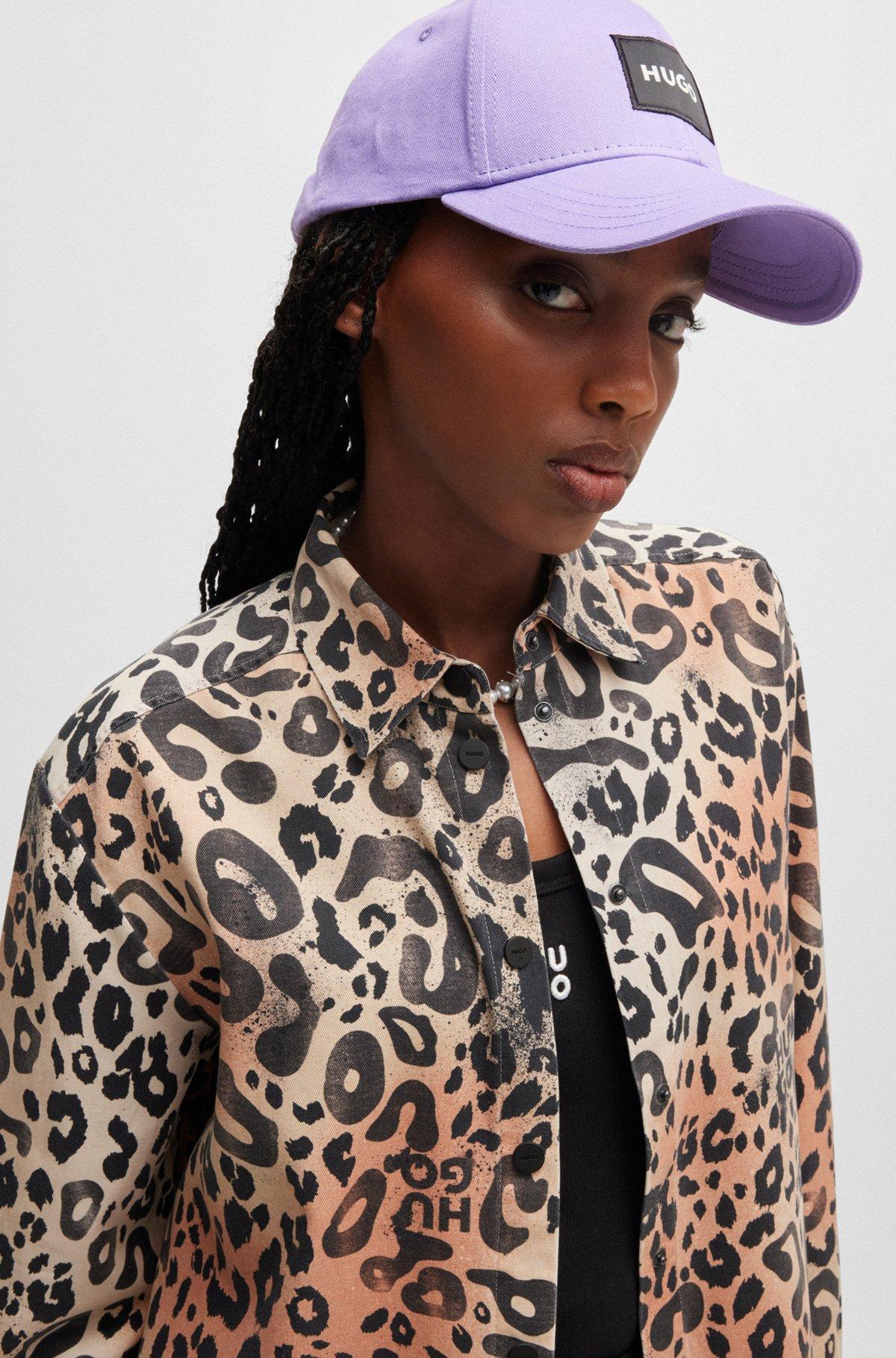 HUGO - Oversize-fit blouse in leopard-print twill - Patterned Product Image