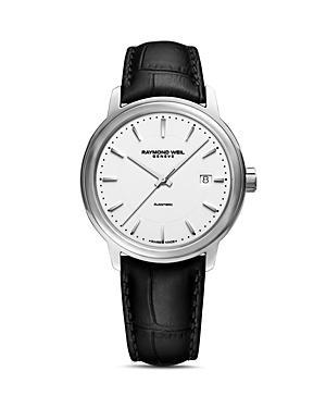 Raymond Weil Mens Swiss Automatic Maestro Black Leather Strap Watch 40mm Product Image