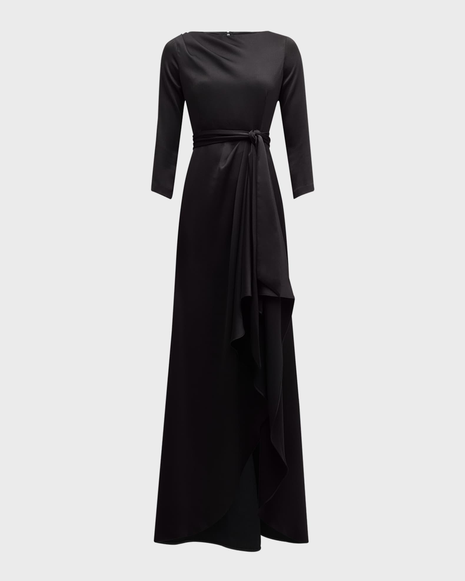 Draped Crepe Back Satin Gown Product Image