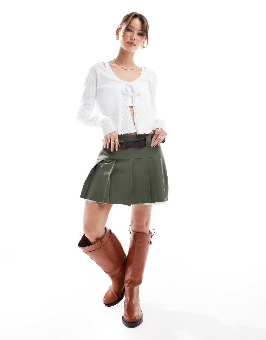 ONLY tie front pointelle cardigan in white Product Image