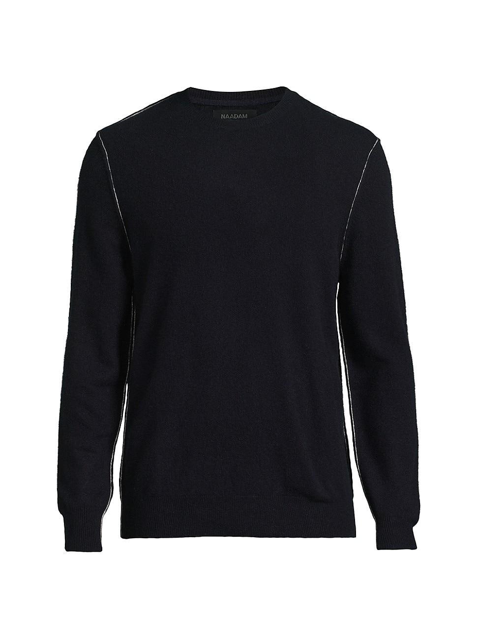 Mens Contrast-Trimmed Cashmere Crewneck Sweater Product Image
