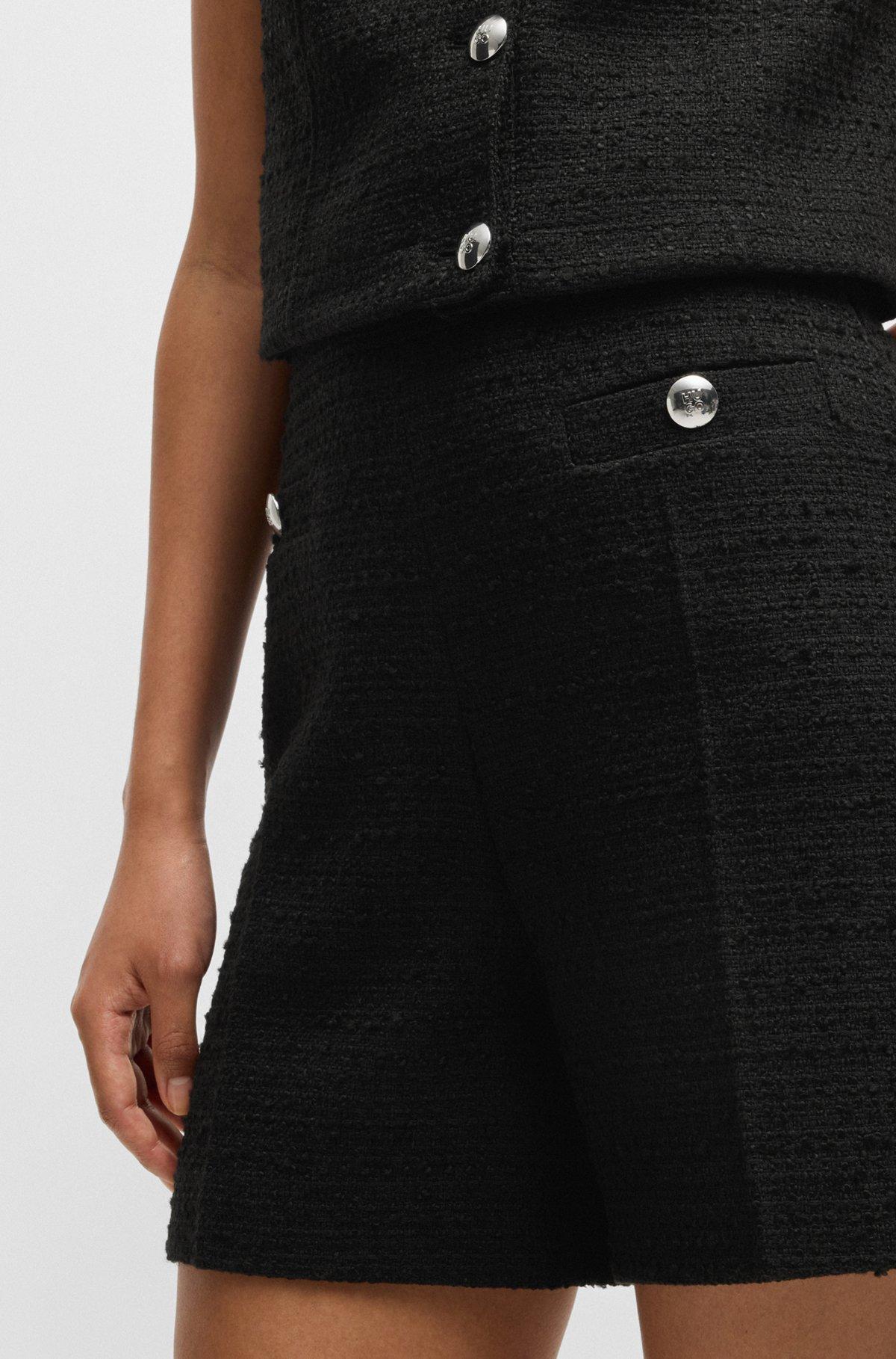 Bouclé shorts with stacked-logo buttons Product Image
