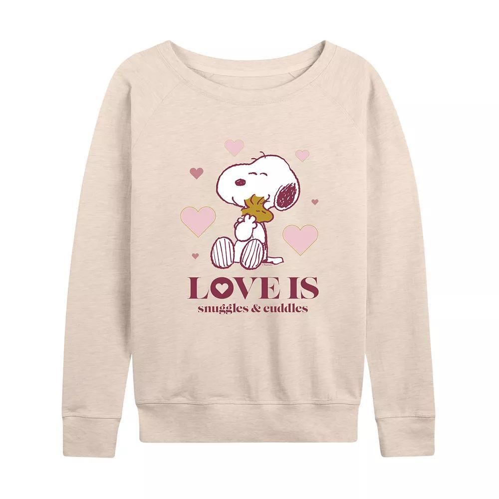 Women's Peanuts Snoopy & Woodstock Snuggles French Terry Long Sleeve Tee,  Product Image