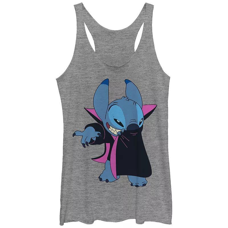 Disney's Lilo & Stitch Juniors' Cheeky Vampire Stitch Tri-Blend Racerback Tank Top, Girl's, Size: XS, Gray Grey Product Image