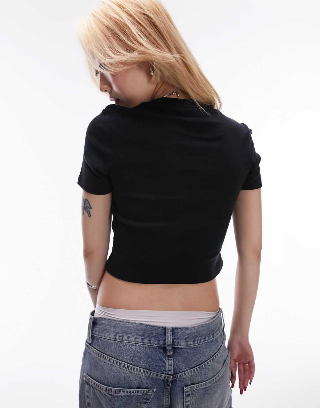 Topshop Petite every day tee in black Product Image