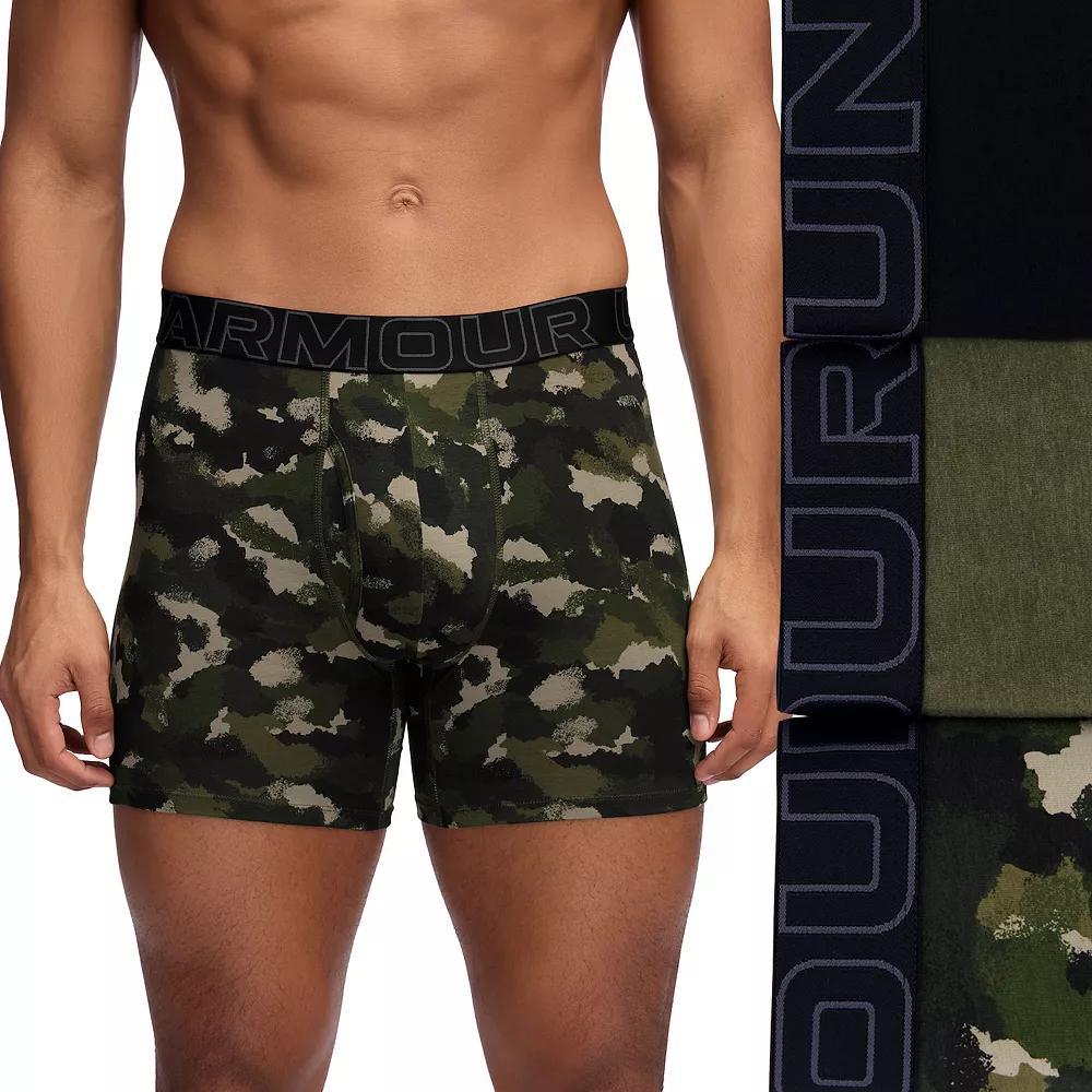 Men's Under Armour 3-pack Performance Cotton Stretch Printed 6-in. Boxer Briefs,  Product Image