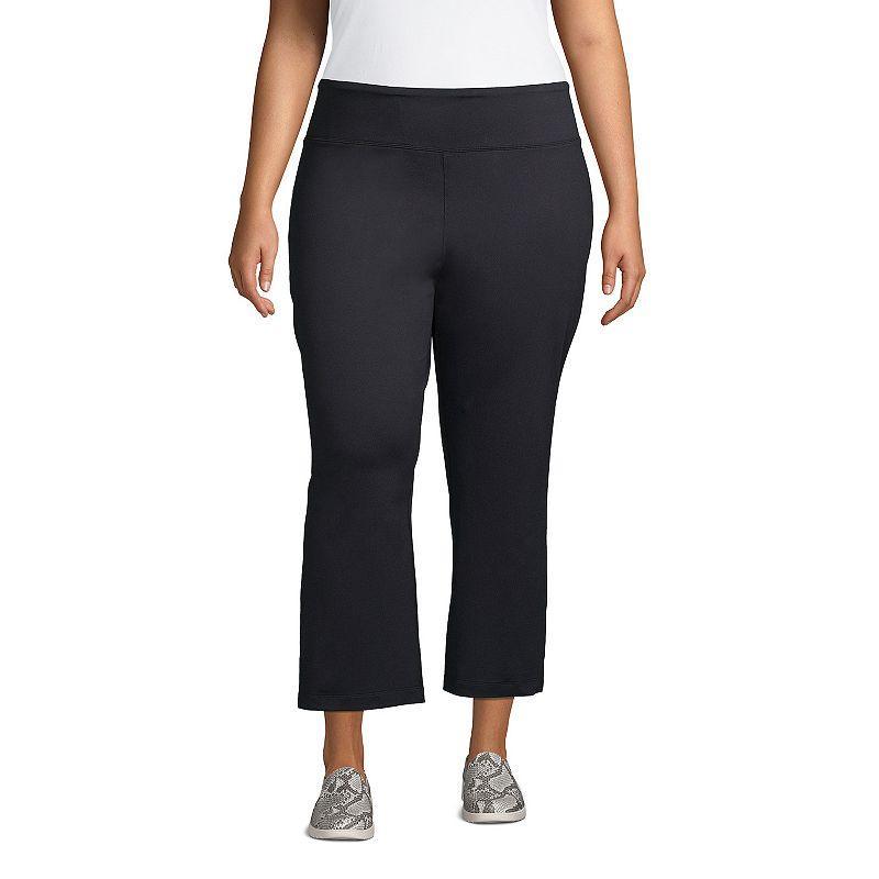 Plus Size Lands End Active Crop Yoga Pants, Womens Green Moss Product Image