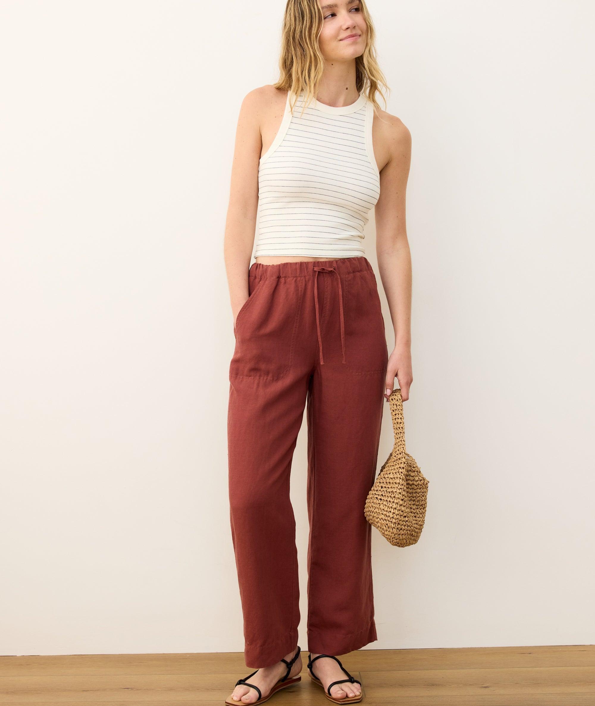 Linen Drawstring Straight Leg Pant Product Image