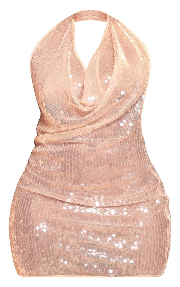 Shape Nude Disc Sequin Halterneck Bodycon Dress Product Image