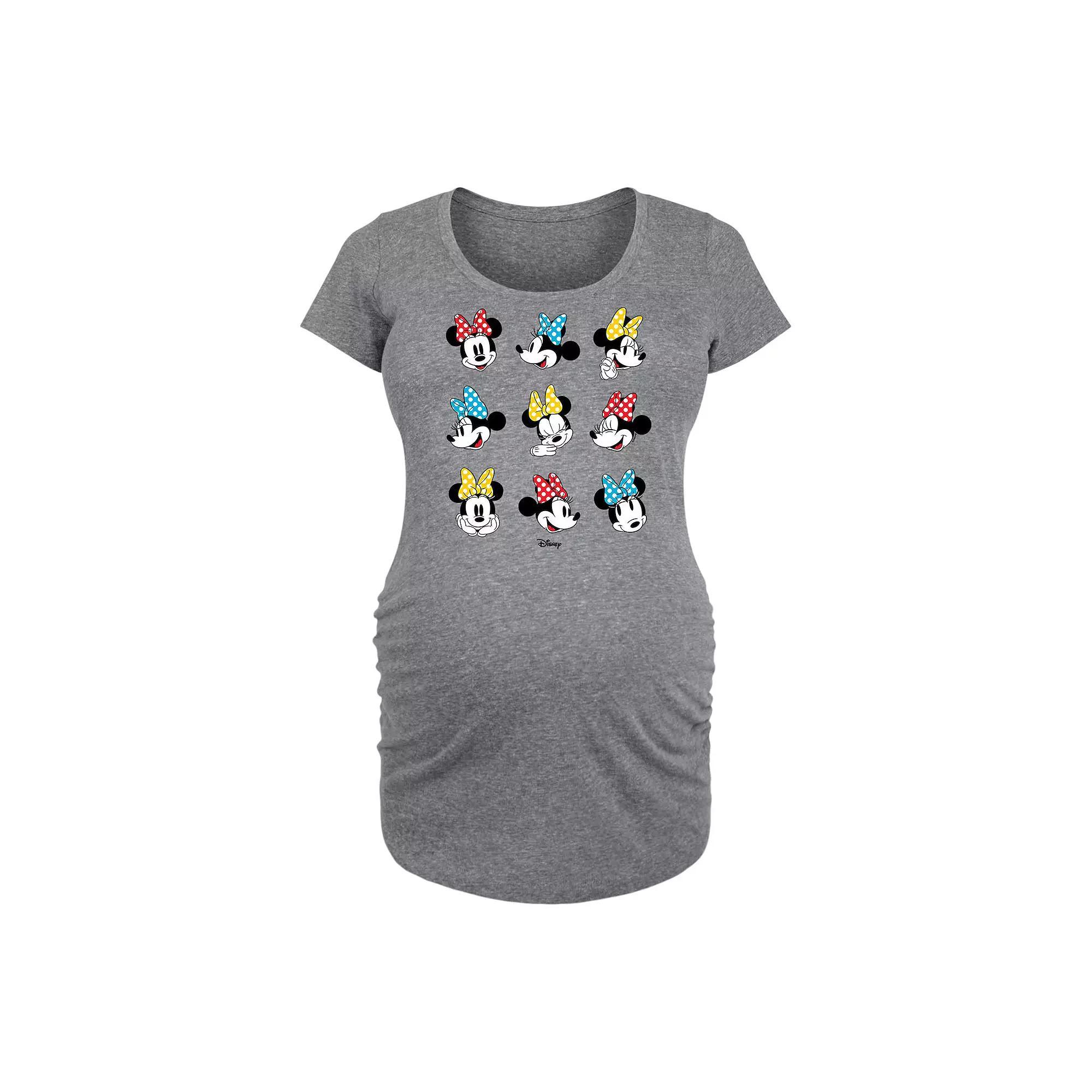 Disney's Minnie Mouse Maternity Dot Bow Grid Graphic Tee, Women's, Size: XXL-MAT, Grey Gray Product Image