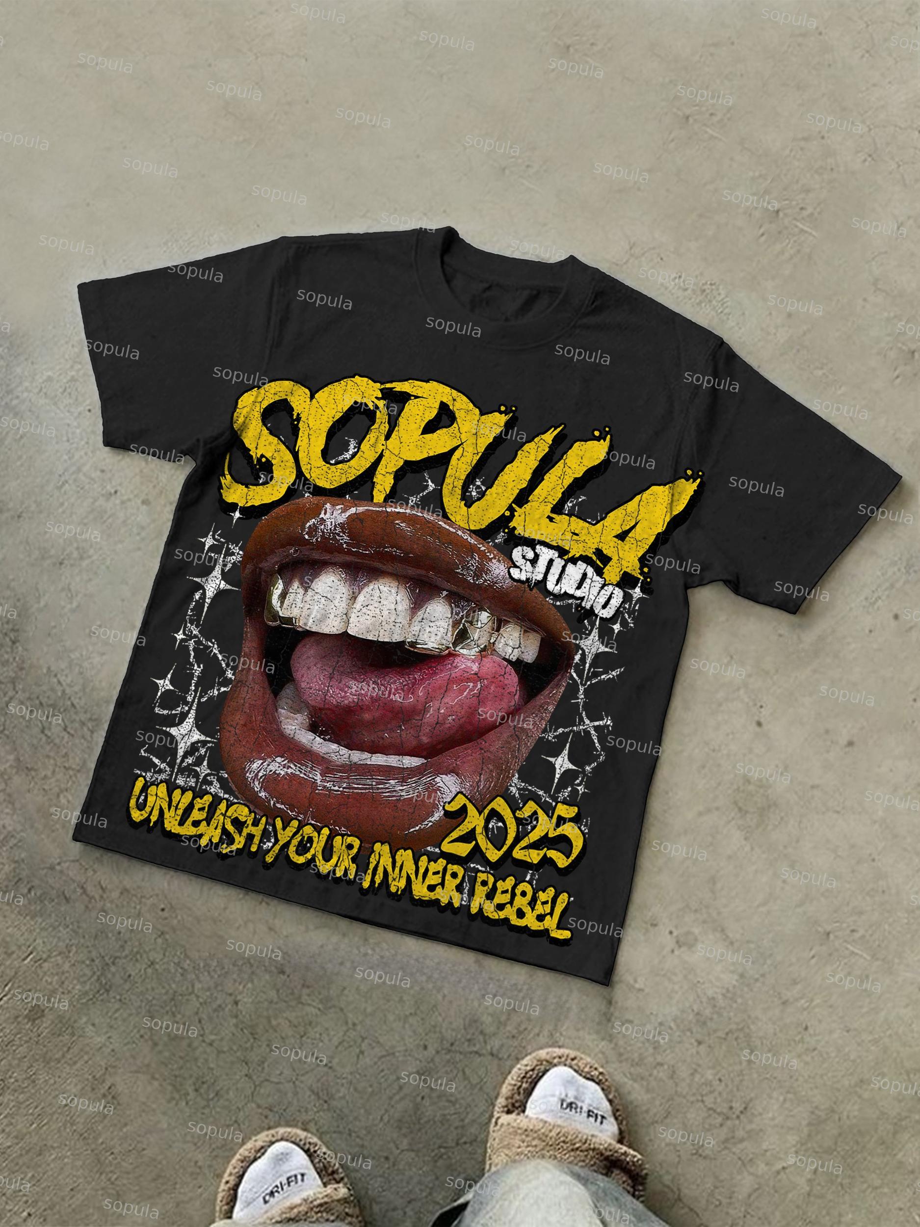 Sopula Lip Print Cotton T-shirt Product Image