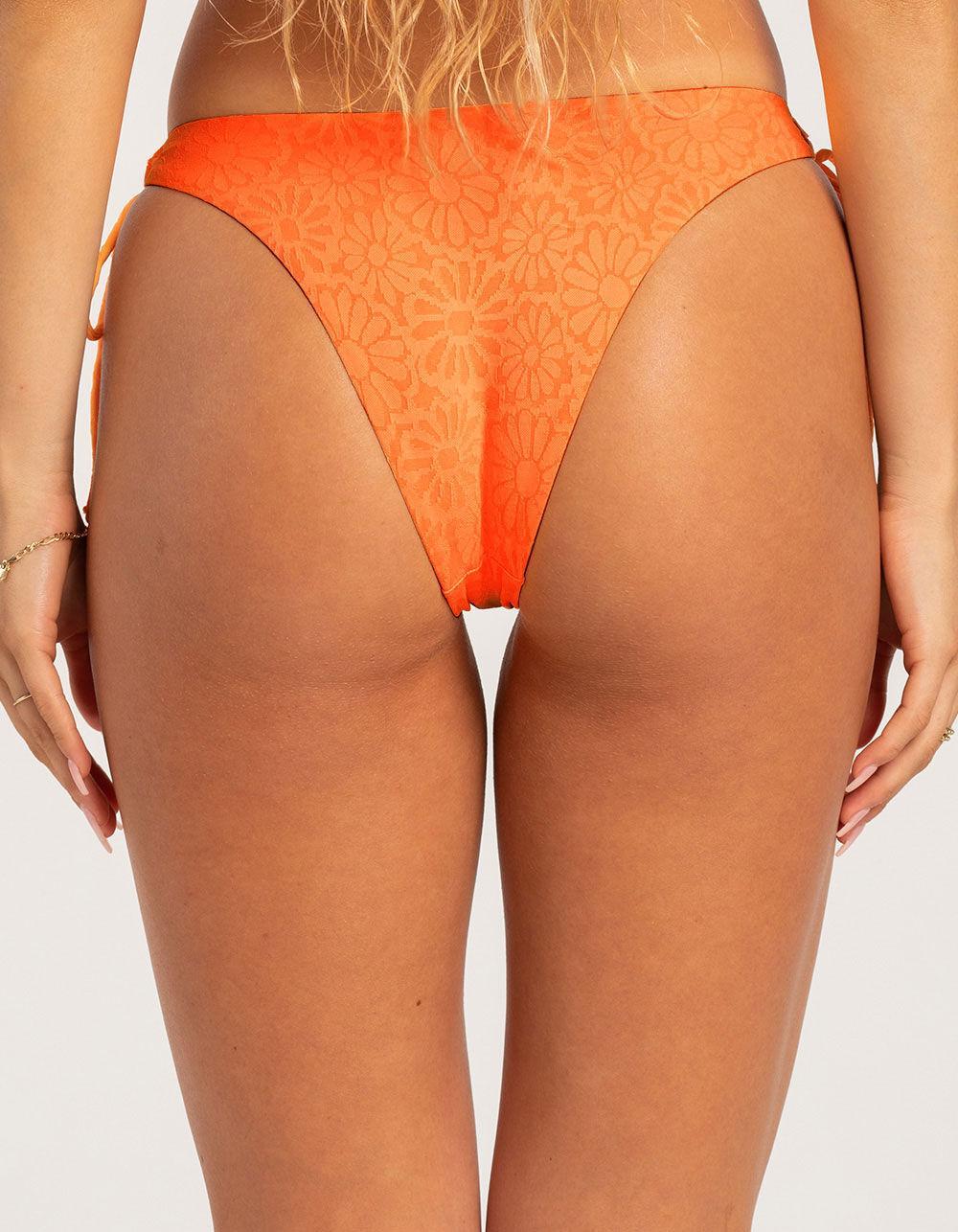 DAMSEL Texture High Leg Tie Side Bikini Bottoms Product Image