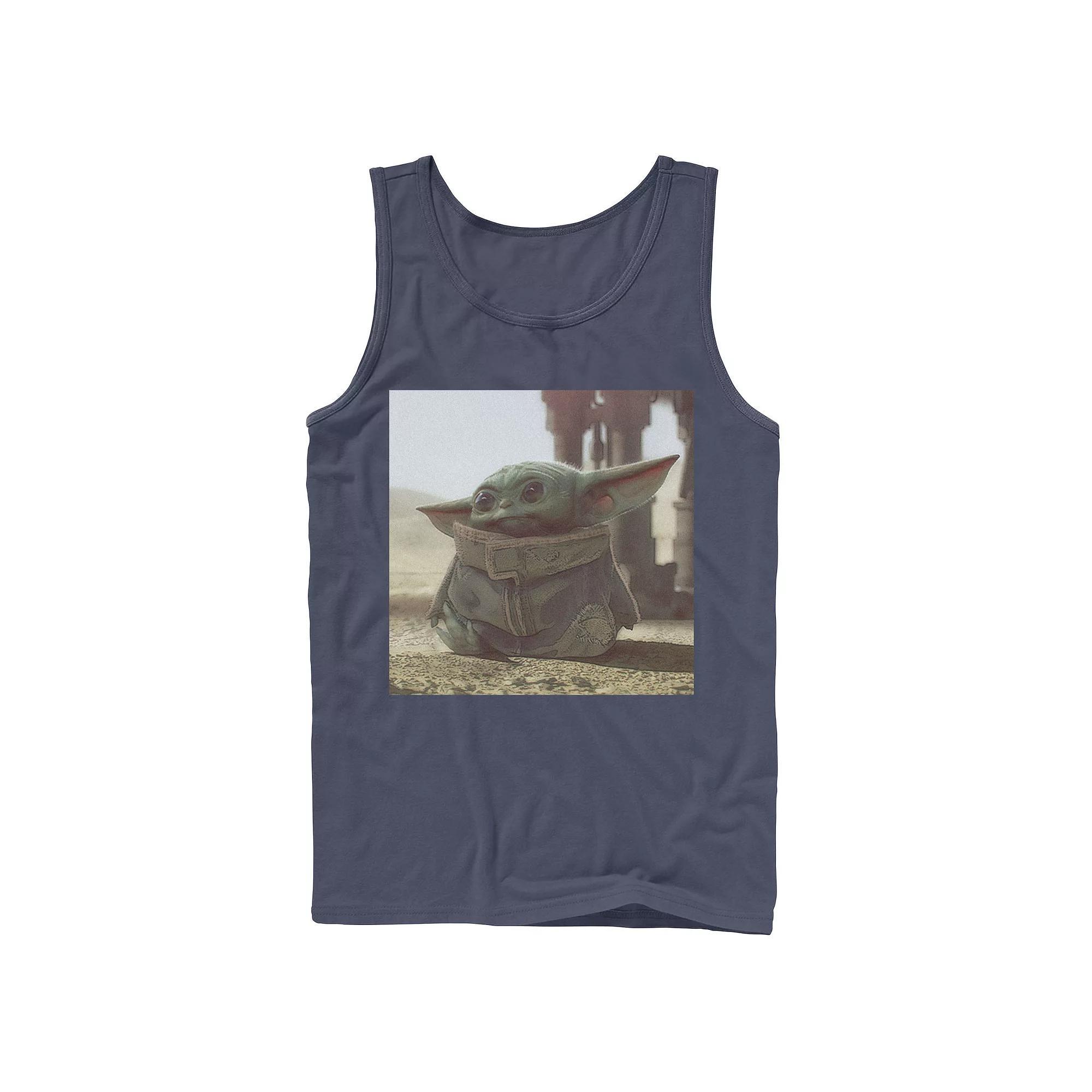 Men's Star Wars The Mandalorian The Child aka Baby Yoda Photograph Tank Top, Size: Small, Blue Product Image