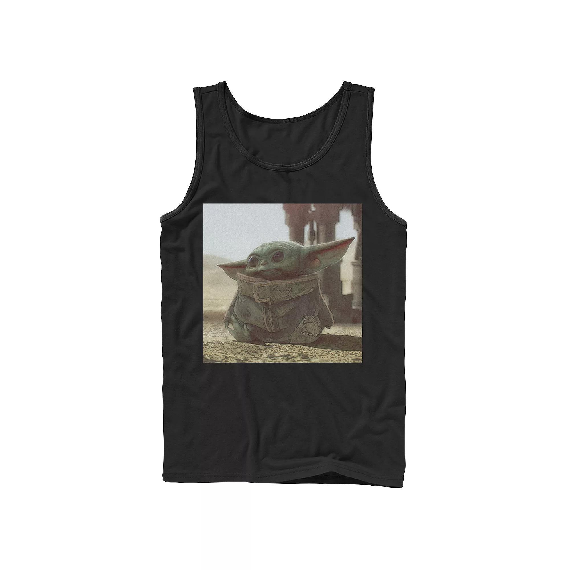 Men's Star Wars The Mandalorian The Child aka Baby Yoda Photograph Tank Top, Size: Small, Blue Product Image