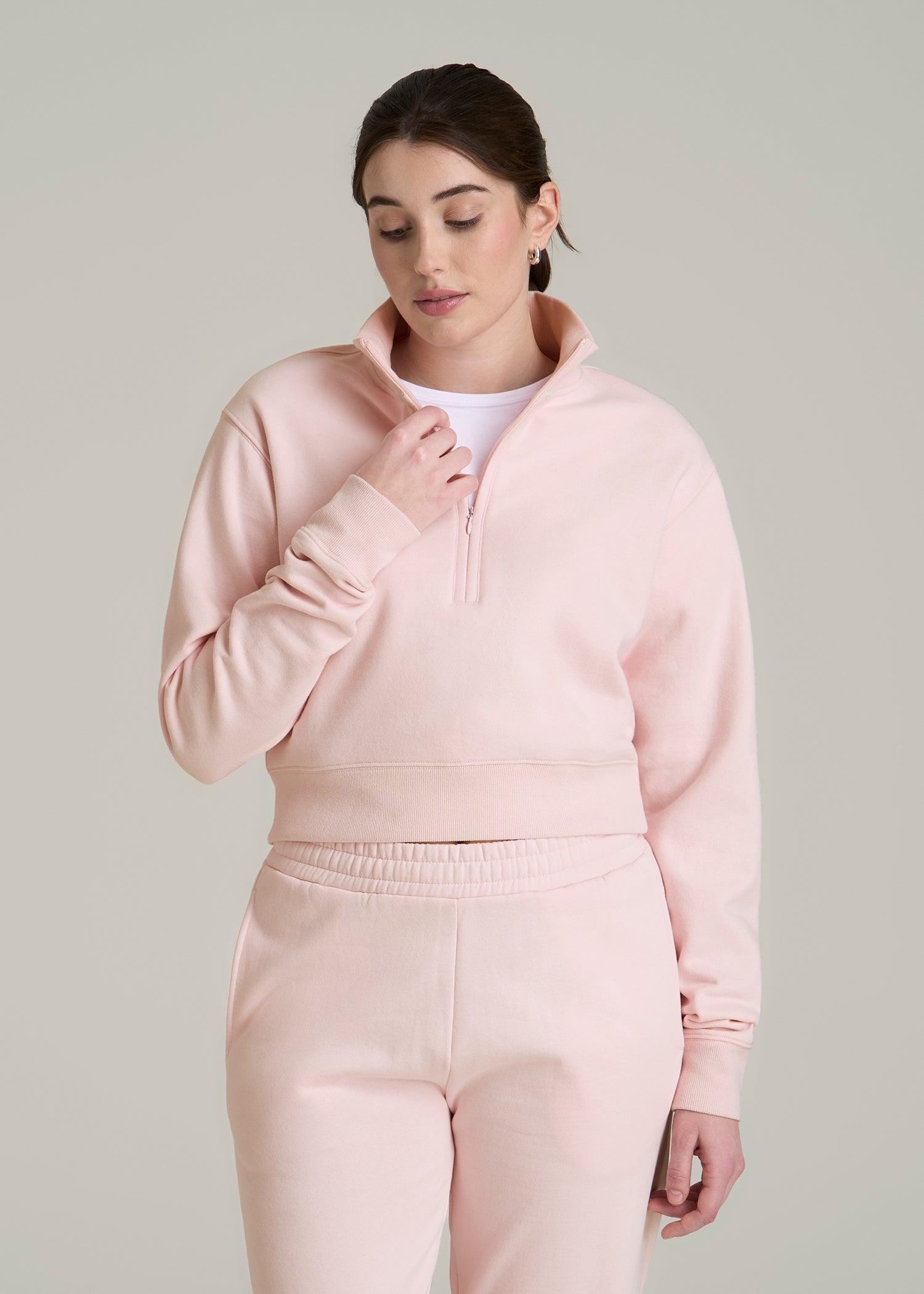 Wearever 2.0 Fleece Half-Zip Cropped Sweatshirt for Tall Women in Barely Pink Female Product Image