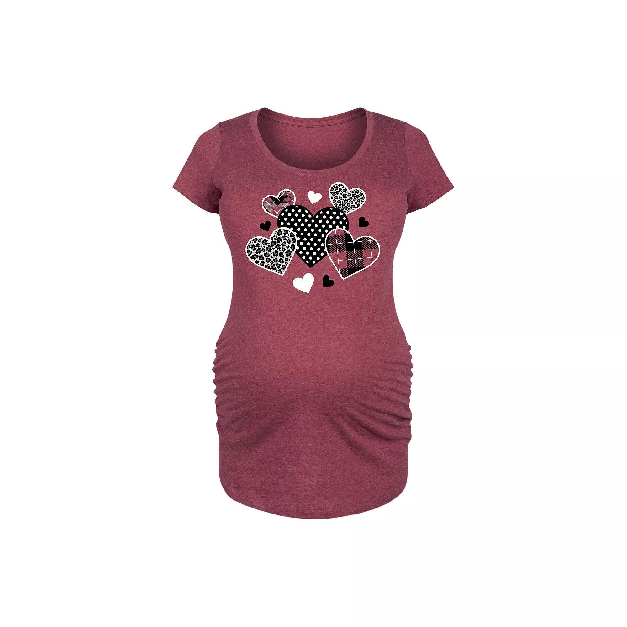 Maternity Mixed Patterned Hearts Graphic Tee, Women's,  Product Image