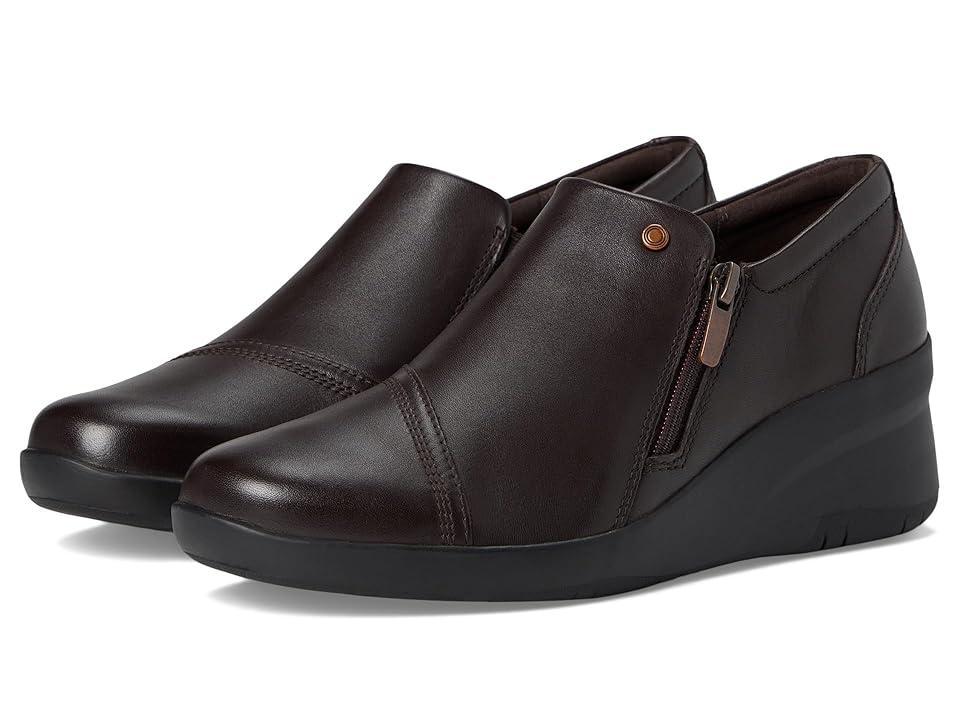 Clarks Suttyn Zip (Chocolate Leather) Women's Flat Shoes Product Image