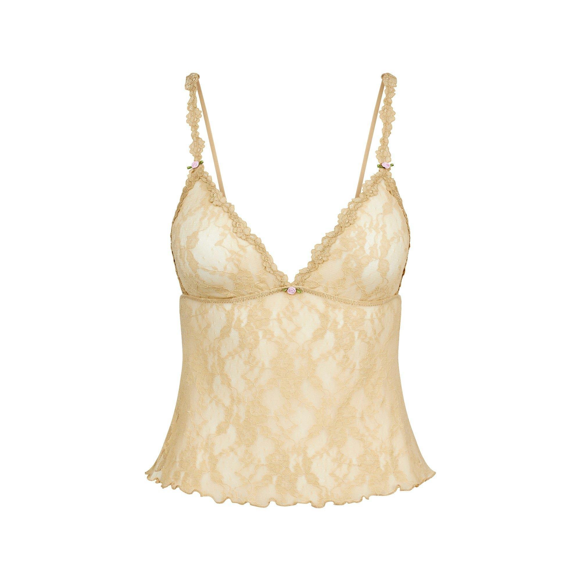 STRETCH LACE TRIANGLE CAMI AND SHORT SET | DELTA Product Image
