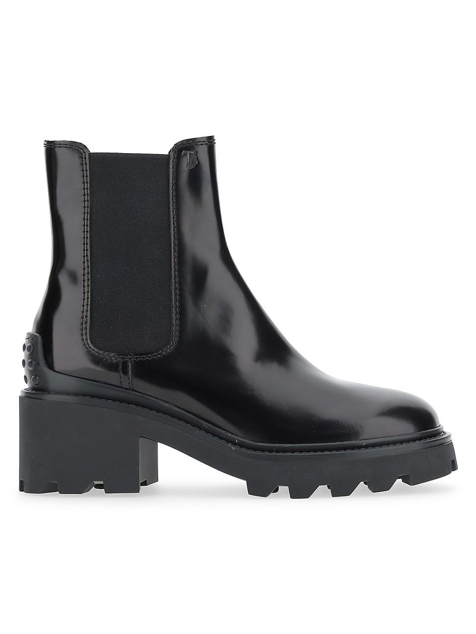 Womens Patent Leather Lug-Sole Chelsea Boots Product Image