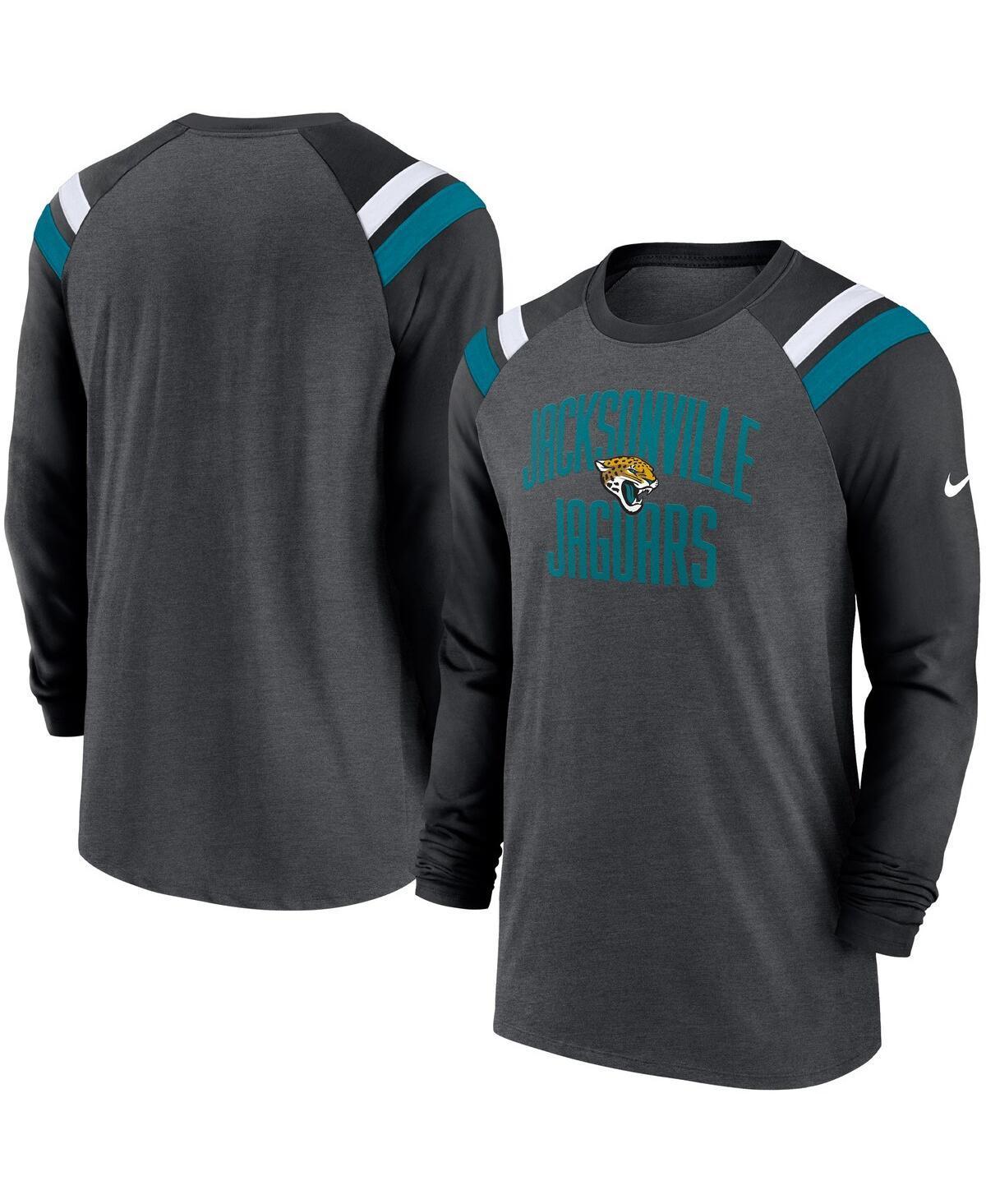 Men's Nike Heathered Charcoal/Black Jacksonville Jaguars Tri-Blend Raglan Athletic Long Sleeve Fashion T-Shirt, Size: 3XL Product Image