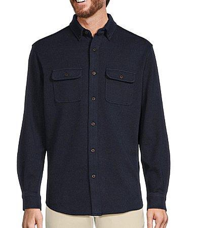 Roundtree & Yorke Long Sleeve Button Down Collar Solid Coat Front Shirt Product Image