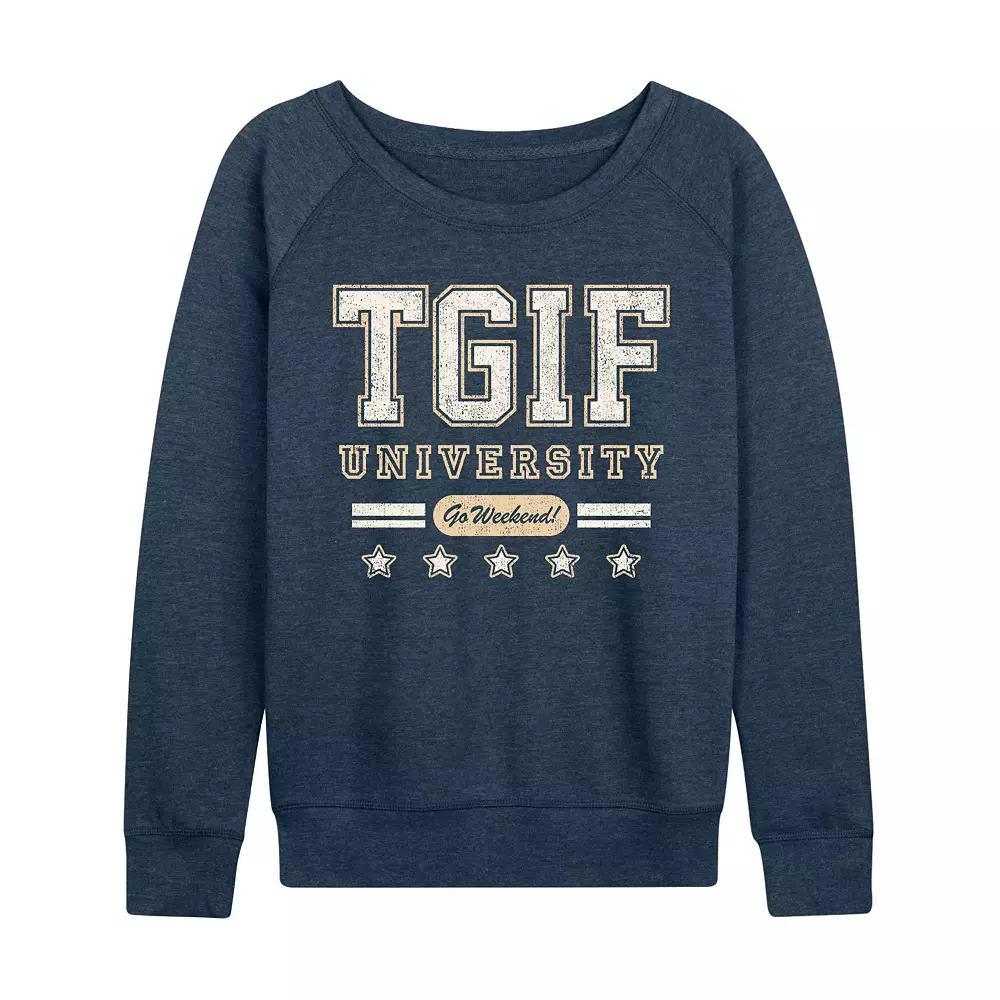 Women's TGIF University French Terry Long Sleeve Tee, Girl's, Size: Medium, Grey Indigo Product Image