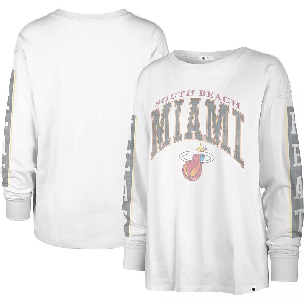 Women's '47 White Miami Heat City Edition SOA Long Sleeve T-Shirt, Size: Large Product Image