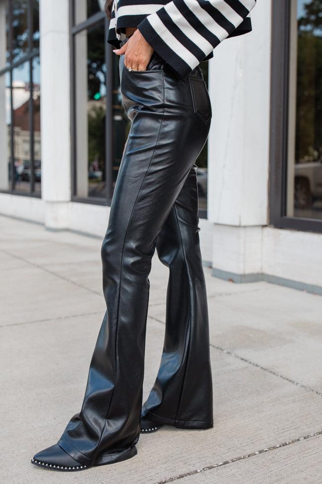 Forevermore Black Faux Leather Flare Pants FINAL SALE Product Image