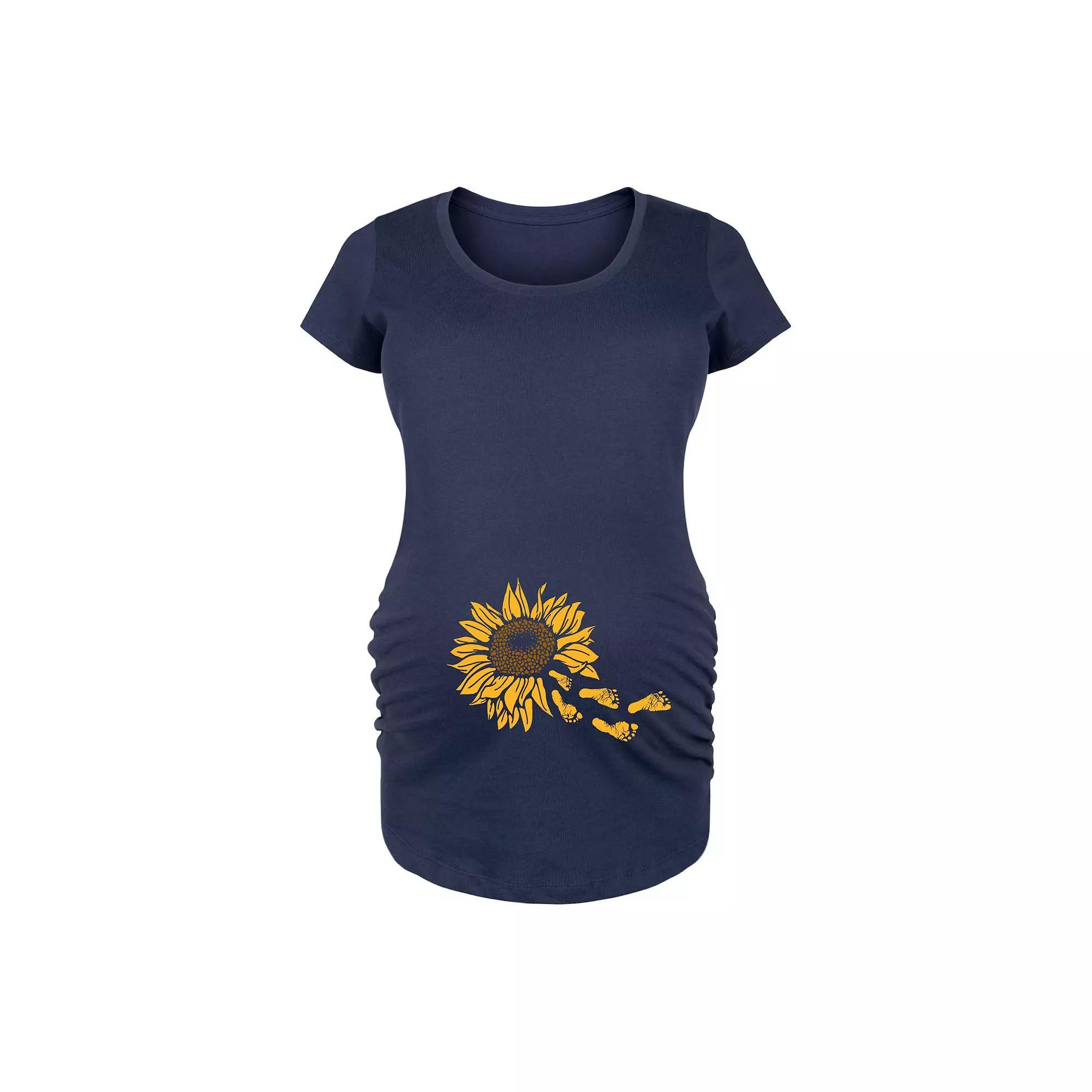 Maternity Sunflower Trailing Footprints Graphic Tee, Women's, Size: XL-Mat, Blue Product Image