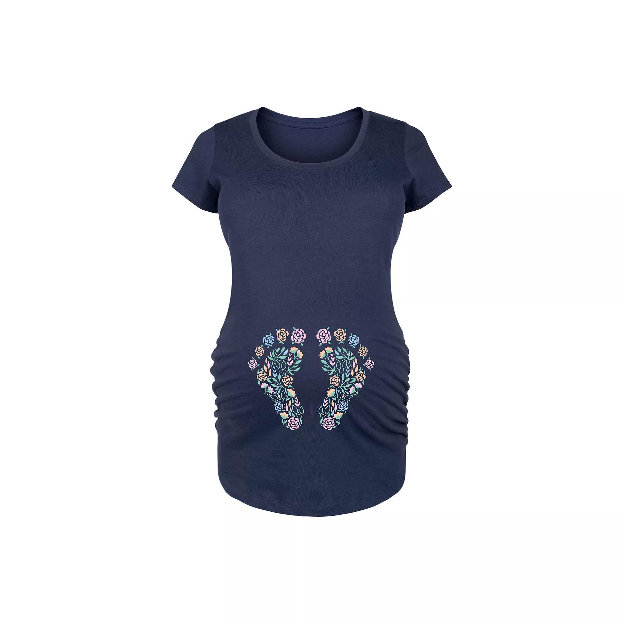 Maternity Floral Footprint Belly Graphic Tee, Women's,  Product Image