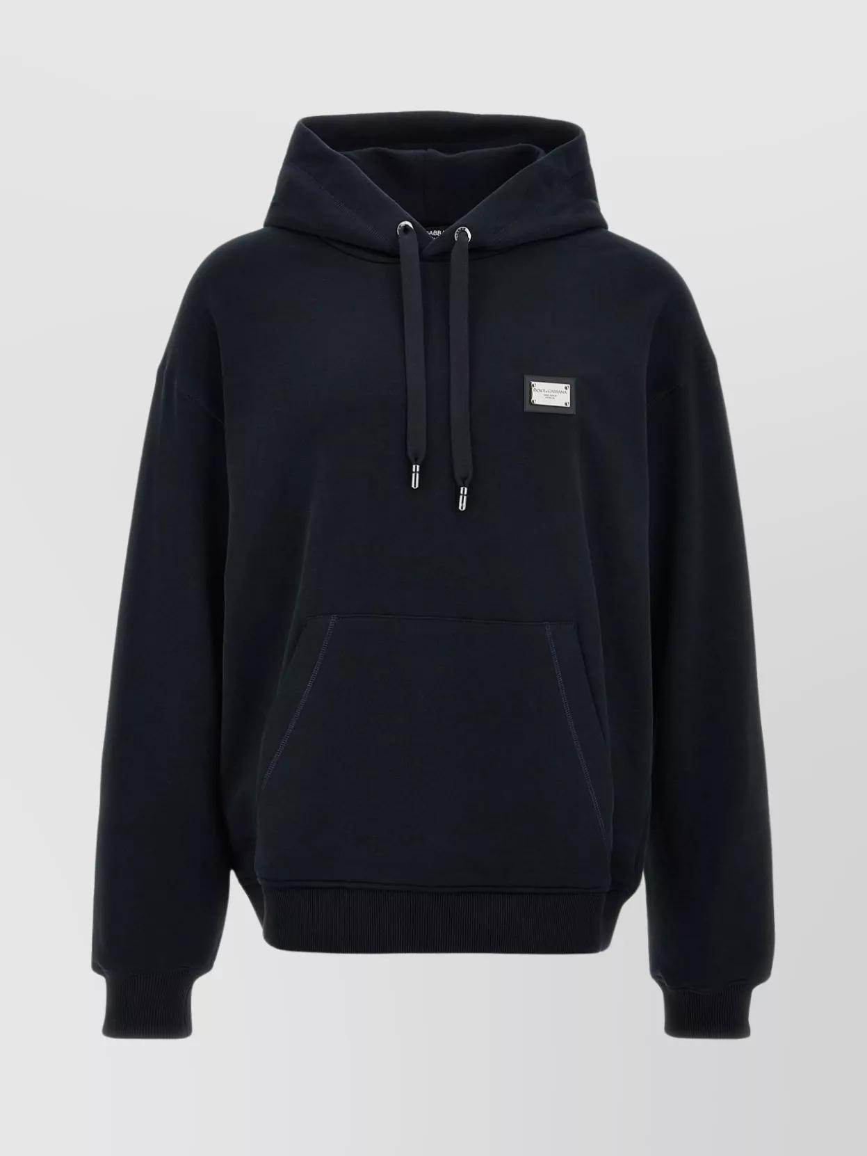 Hoodie With Drawstring And Kangaroo Pocket In Black Product Image