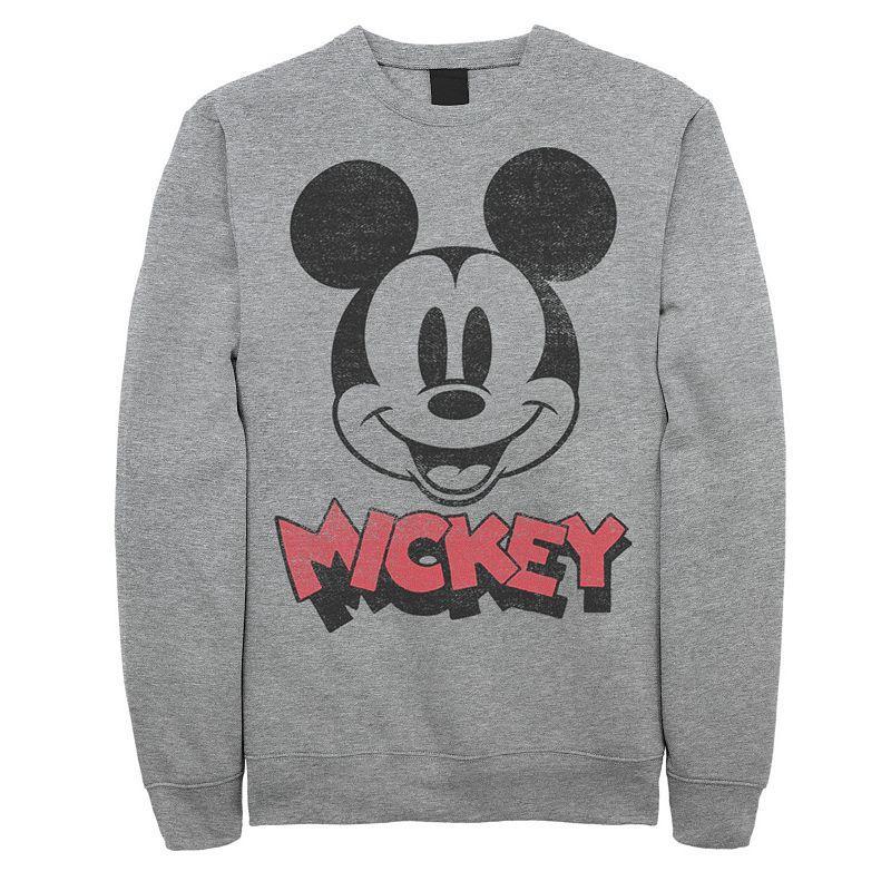 Disney's Mickey & Friends Mickey Big Face Logo Men's Sweatshirt, Size: Large, Athletic Grey Product Image