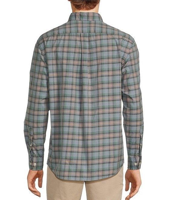 Roundtree & Yorke Long Sleeve Medium Light Plaid Pattern Slub Sport Shirt Product Image