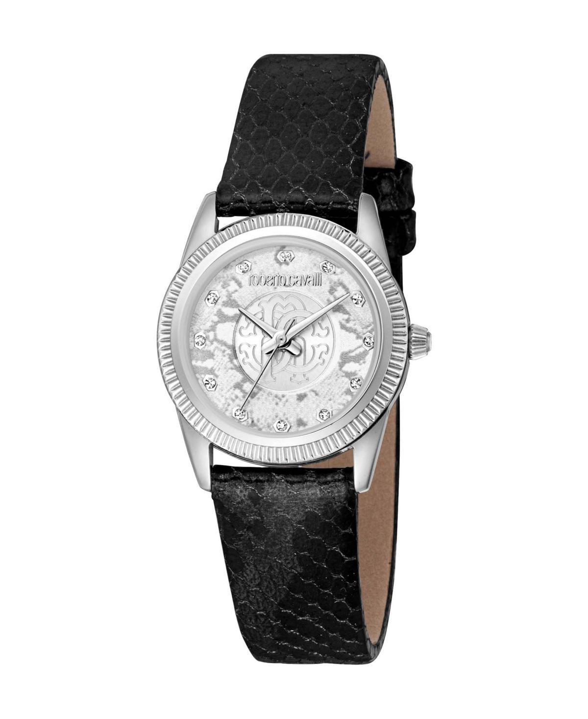 Roberto Cavalli Womens Quartz Black Leather Watch 28mm Product Image